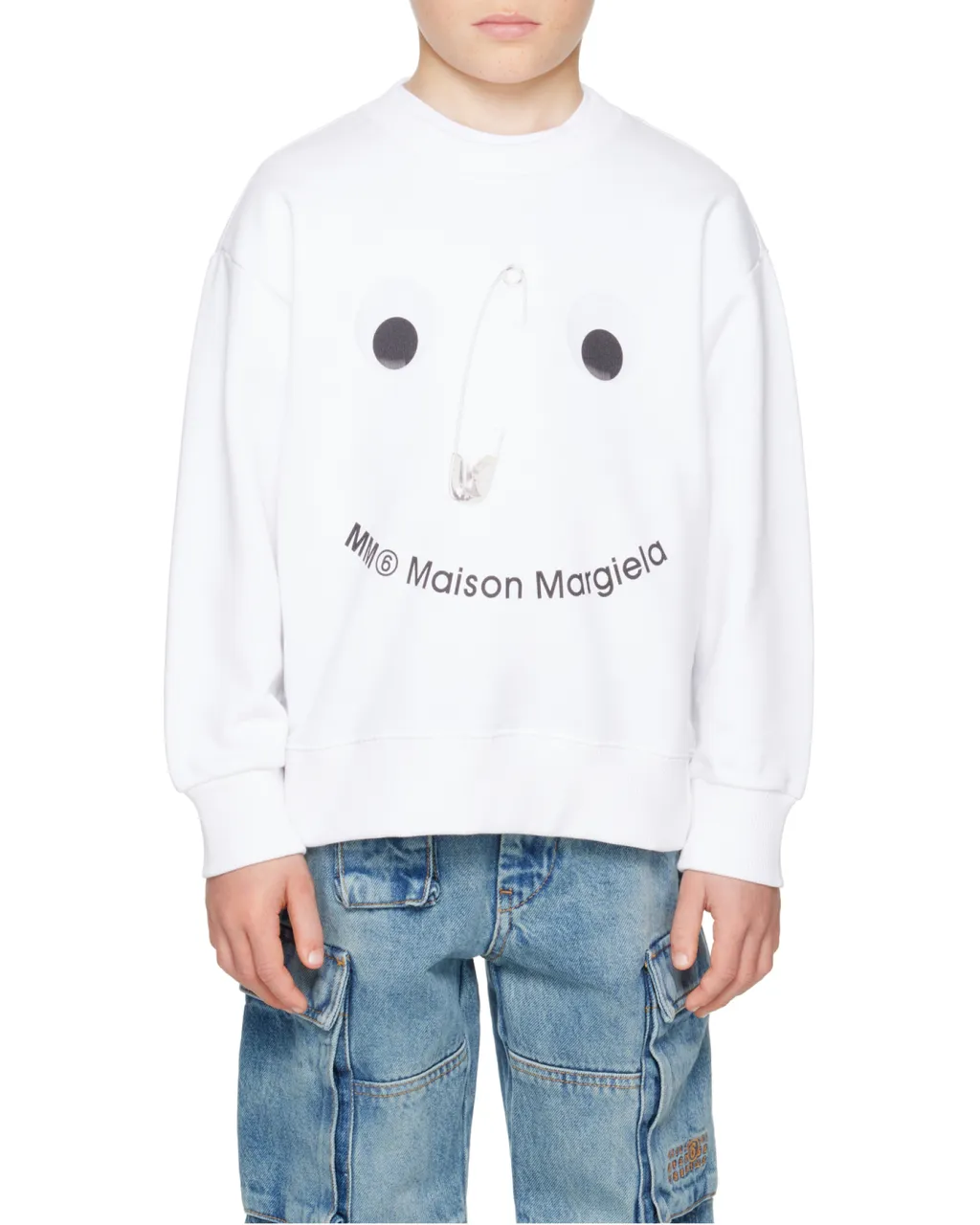 Mm6 Maison Margiela Kids Safety Pin Print Crewneck Sweatshirt