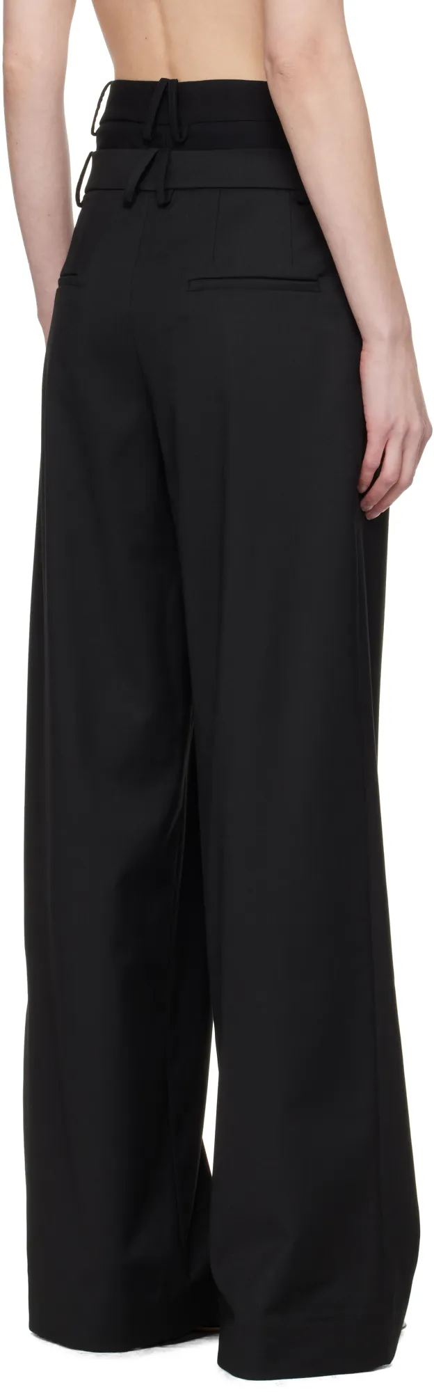 Layered Pleated Wide-Leg Pants