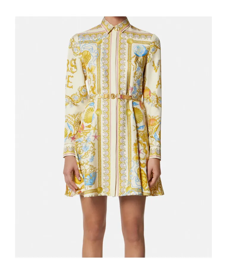 Versace Barocco Printed Long-Sleeved Dress