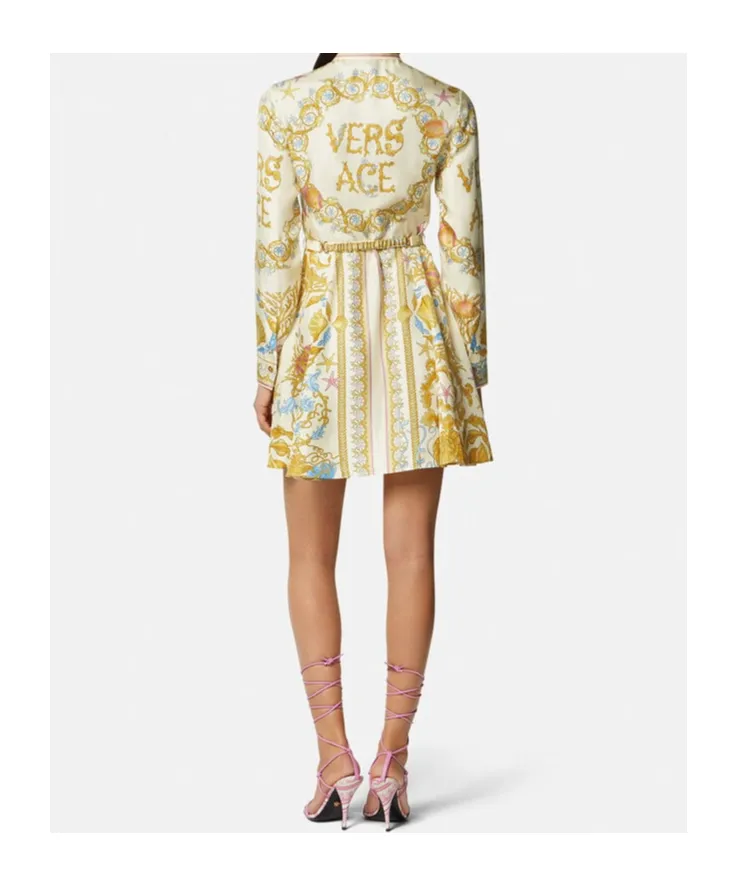 Versace Barocco Printed Long-Sleeved Dress