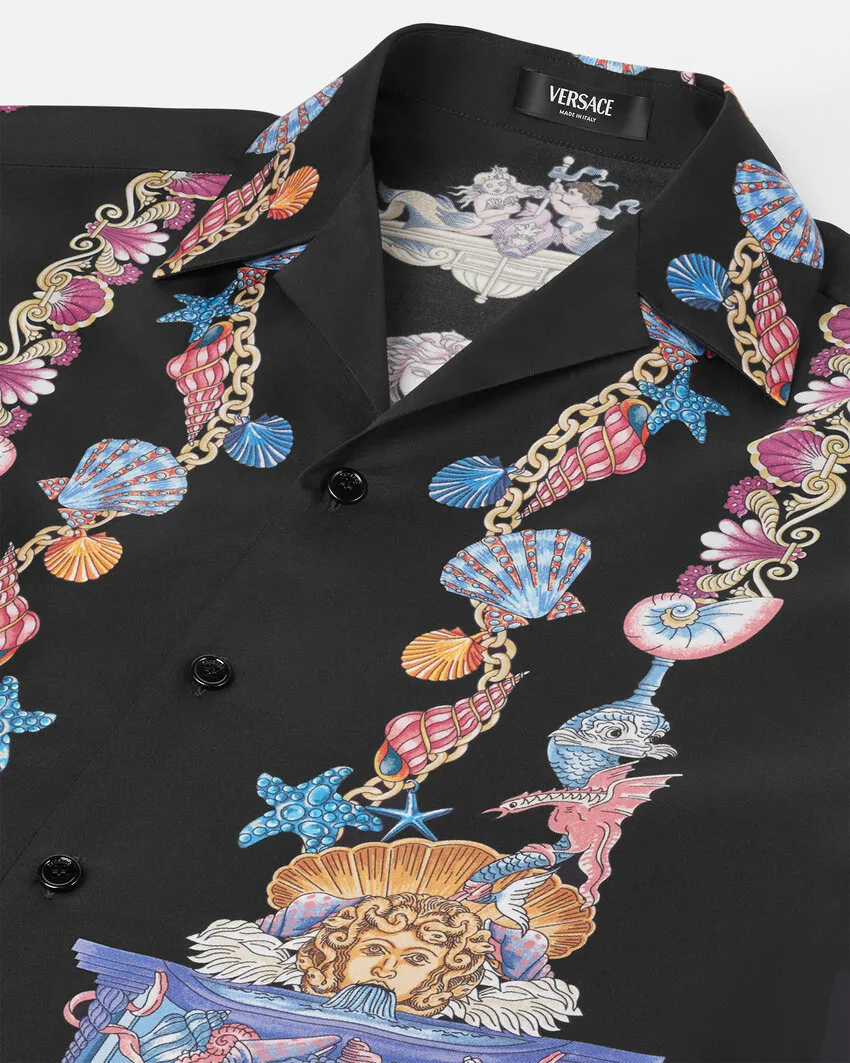 Versace Coral Theatre Printed Short-Sleeved Shirt