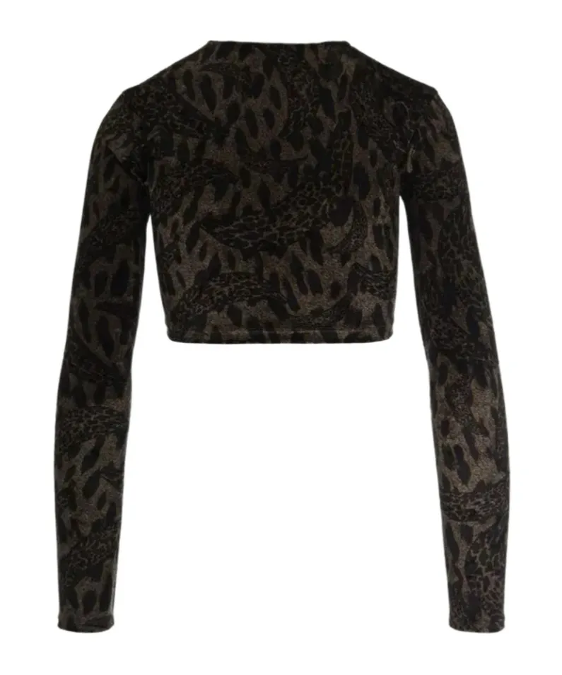 Fiorucci Leopard-Printed Long-Sleeved Cropped Top