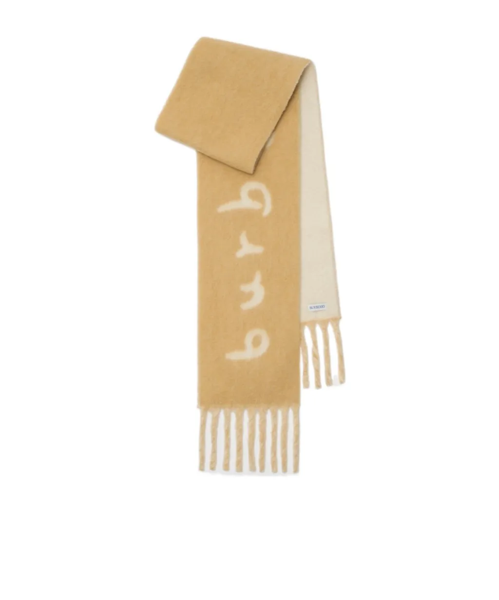Burberry Logo Jacquard Fringed Scarf