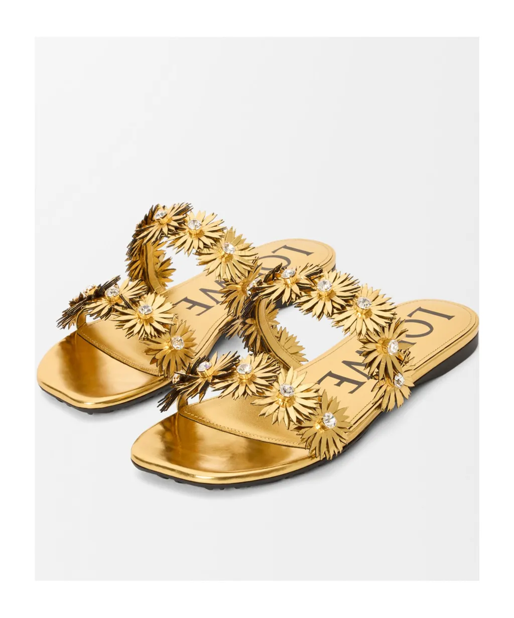 Petal Flower Sandal In Calfskin And Crystals
