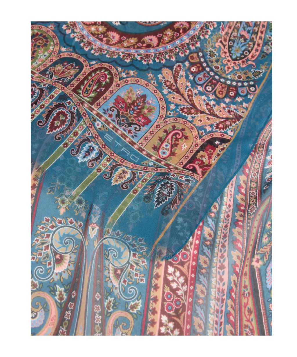 Etro Paisley Printed Frayed Hem Scarf