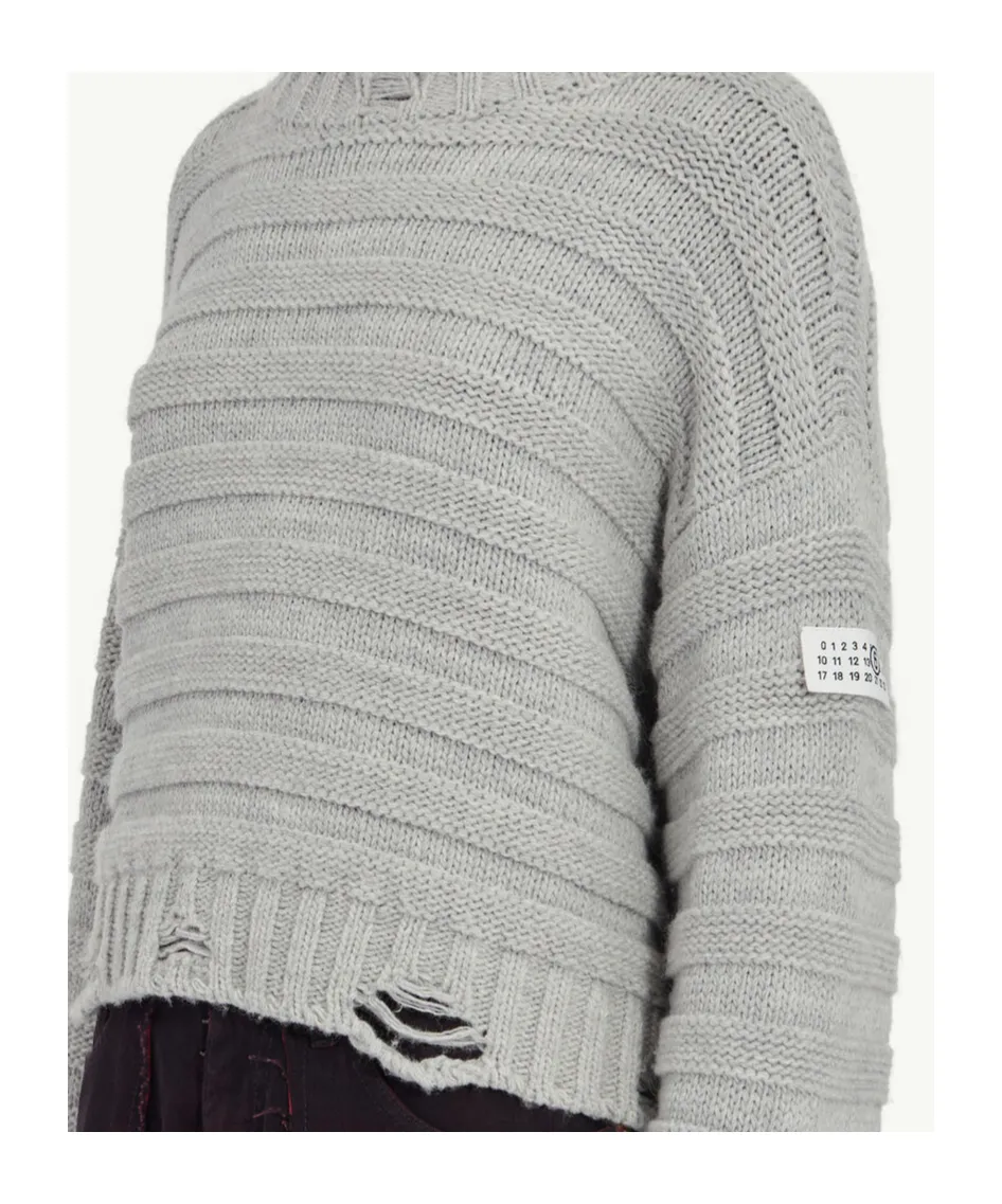Mm6 Maison Margiela Numbers-Patch Distressed Jumper