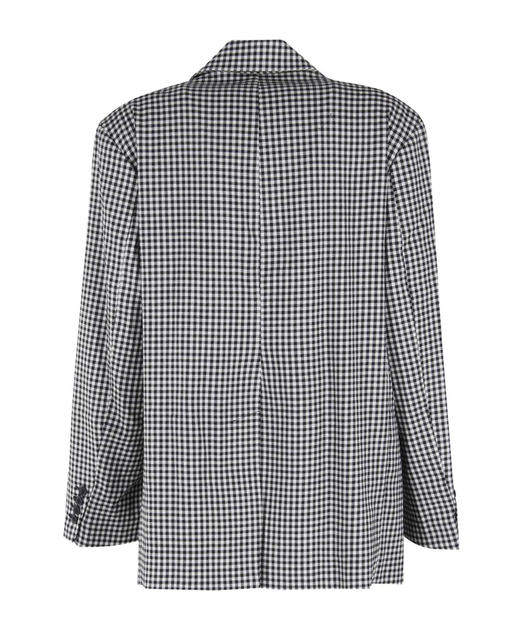 Gingham Check-Pattern Blazer