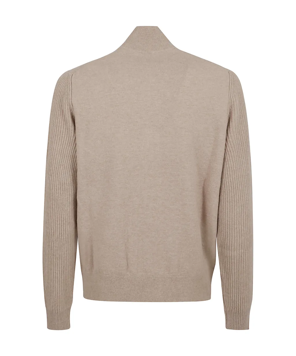 Ribbed-Cuff Cardigan
