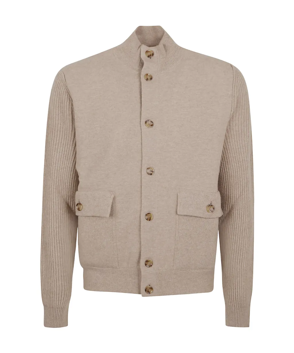 Ribbed-Cuff Cardigan