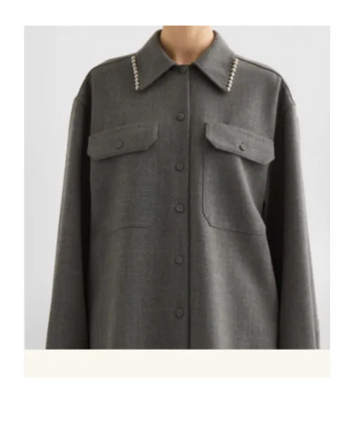 Pearl-Embellished Button-Up Shirt
