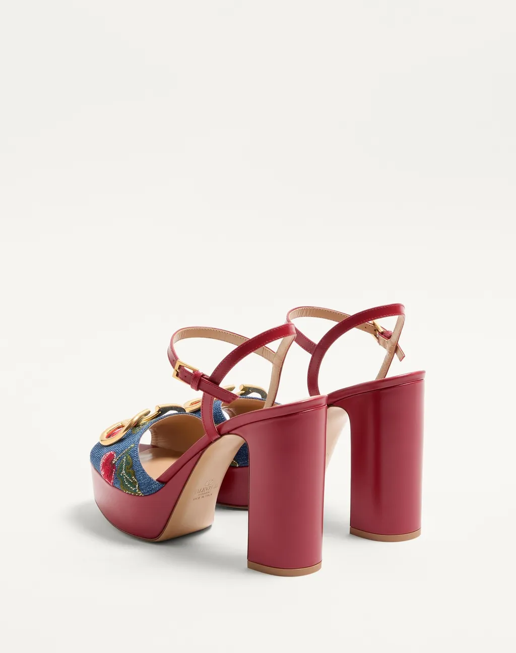 Vlogo Signature Platform Denim Sandal With Cherryfic Embroidery 115Mm