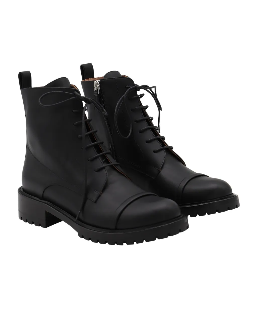 Round Toe Lace-Up Ankle Boots