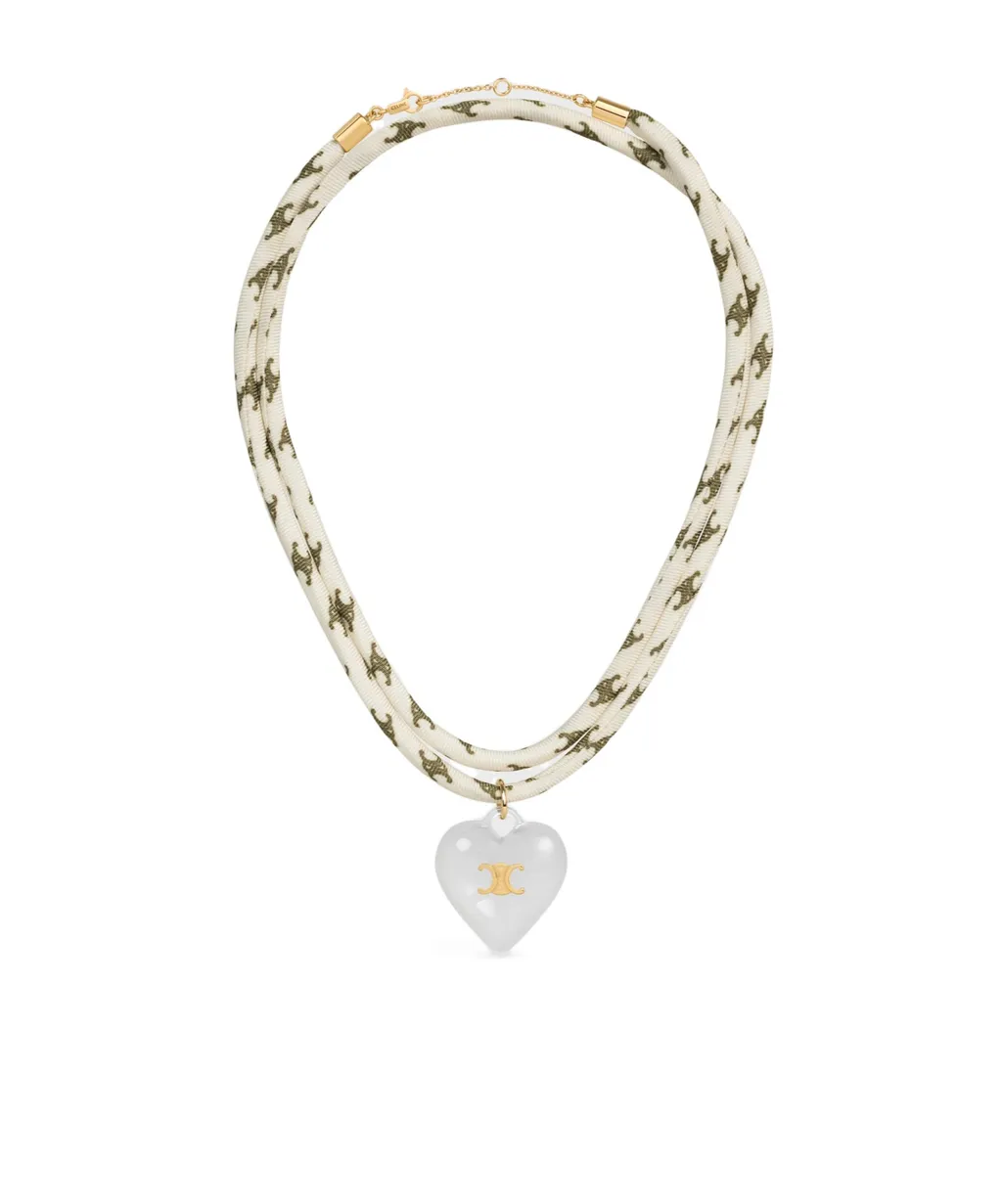 Celine CŒUr Triomphe Necklace In Silk, Resin And Brass With Gold Finish