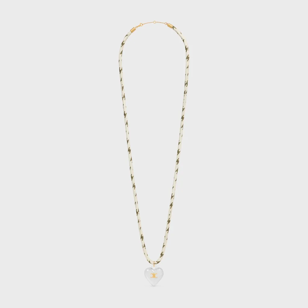 Celine CŒUr Triomphe Necklace In Silk, Resin And Brass With Gold Finish