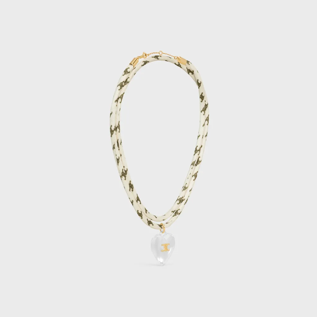 Celine CŒUr Triomphe Necklace In Silk, Resin And Brass With Gold Finish