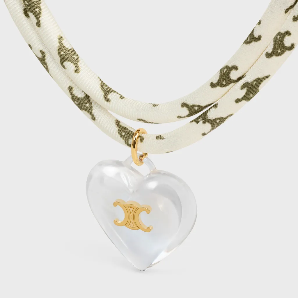 Celine CŒUr Triomphe Necklace In Silk, Resin And Brass With Gold Finish