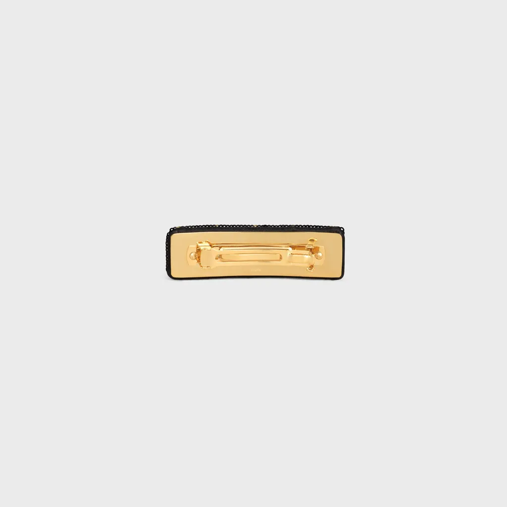 Celine Striped Sequins Hair Clip In Polyester And Brass With Gold Finish