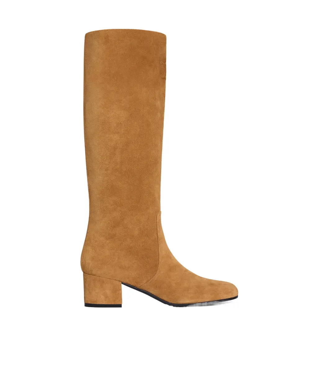Les Bottes Celine Triomphe High Boot In Suede Calfskin