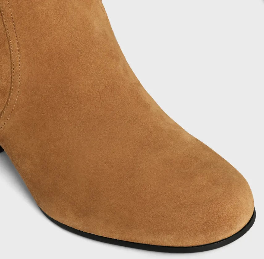 Les Bottes Celine Triomphe High Boot In Suede Calfskin