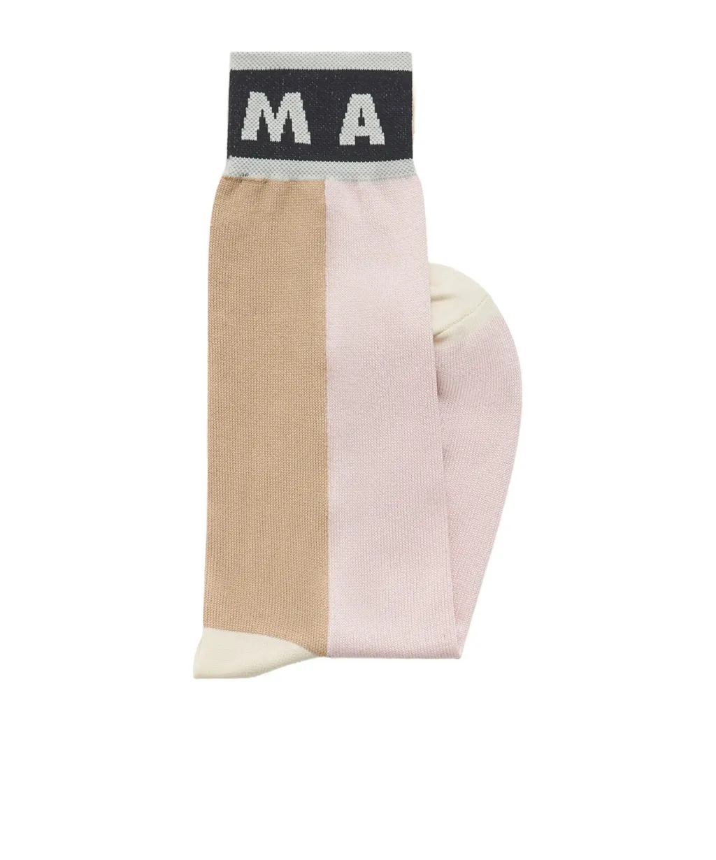 Pink Colour-Block Cotton Socks