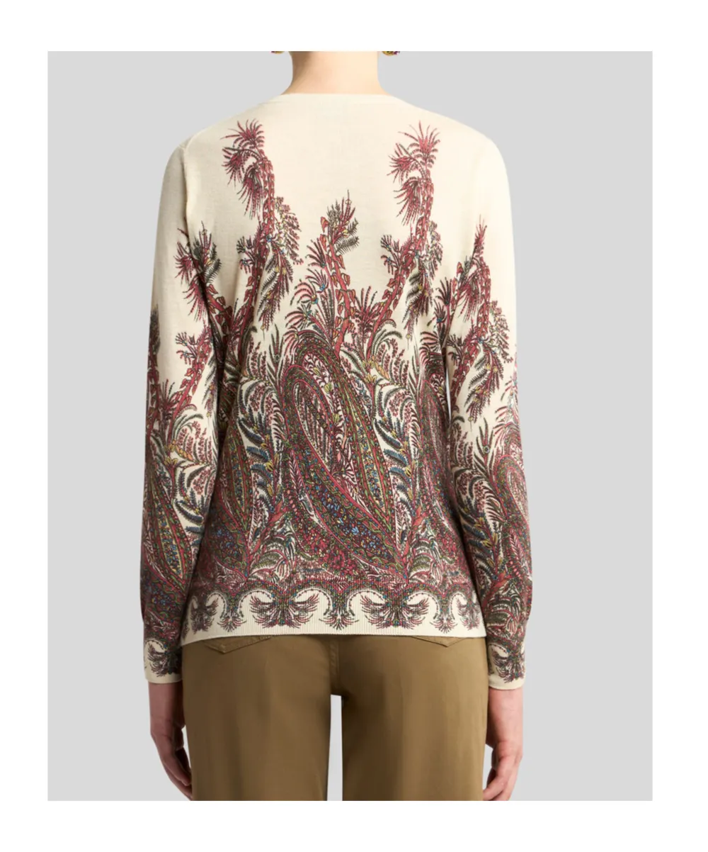 Silk And Cashmere Cardigan With Placed Print
