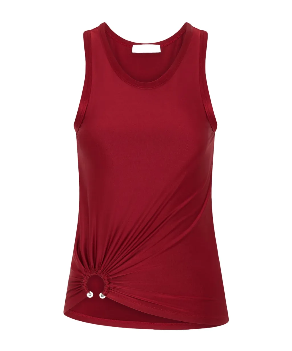 Rabanne Sleeveless Crewneck Ruched Top