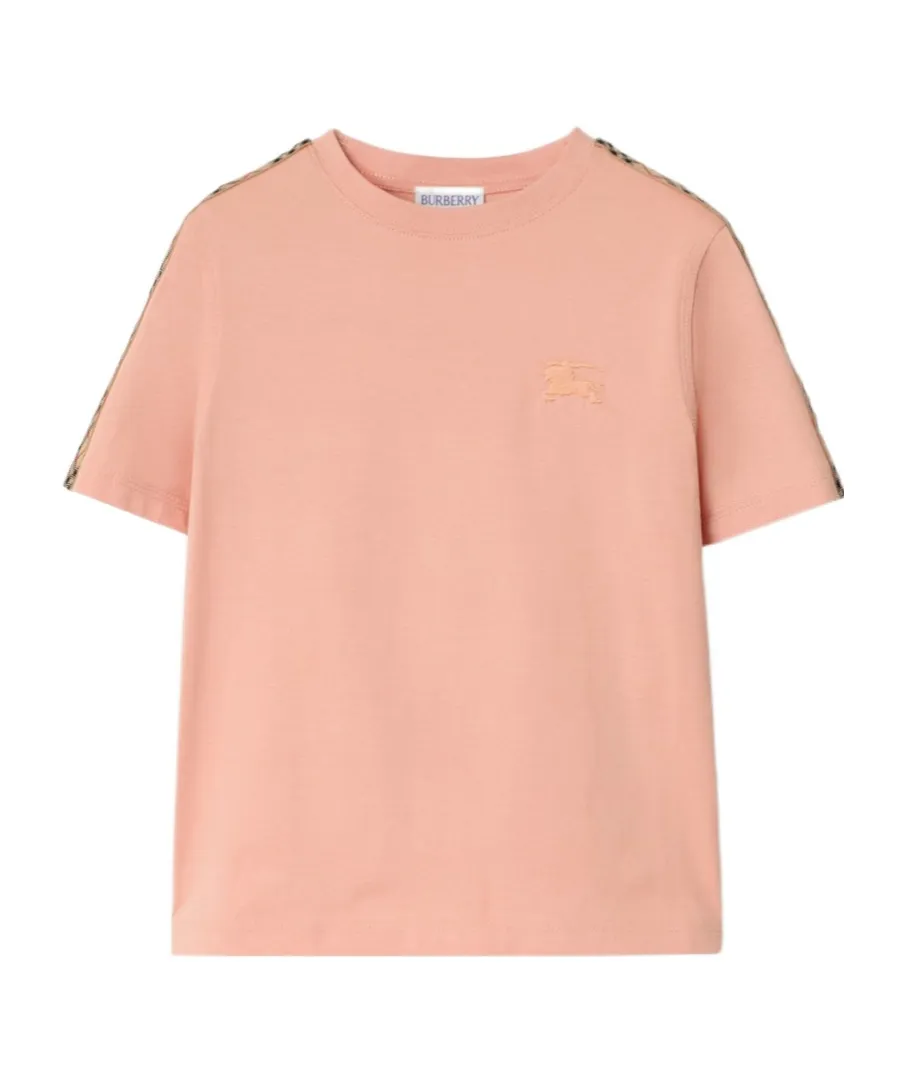 Check Trim Cotton T-Shirt