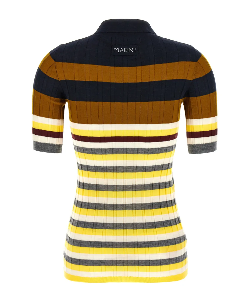 Marni Striped Ribbed Polo Shirt