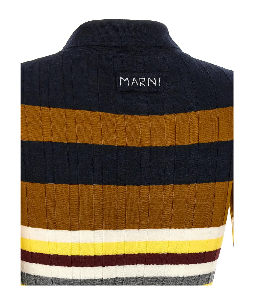 Marni Striped Ribbed Polo Shirt