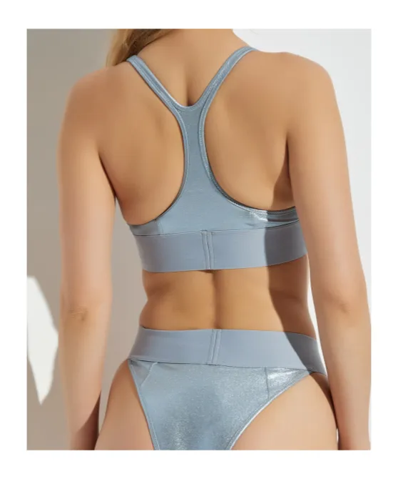 Zaira-D-Pop Metallic Racerback Bikini Top