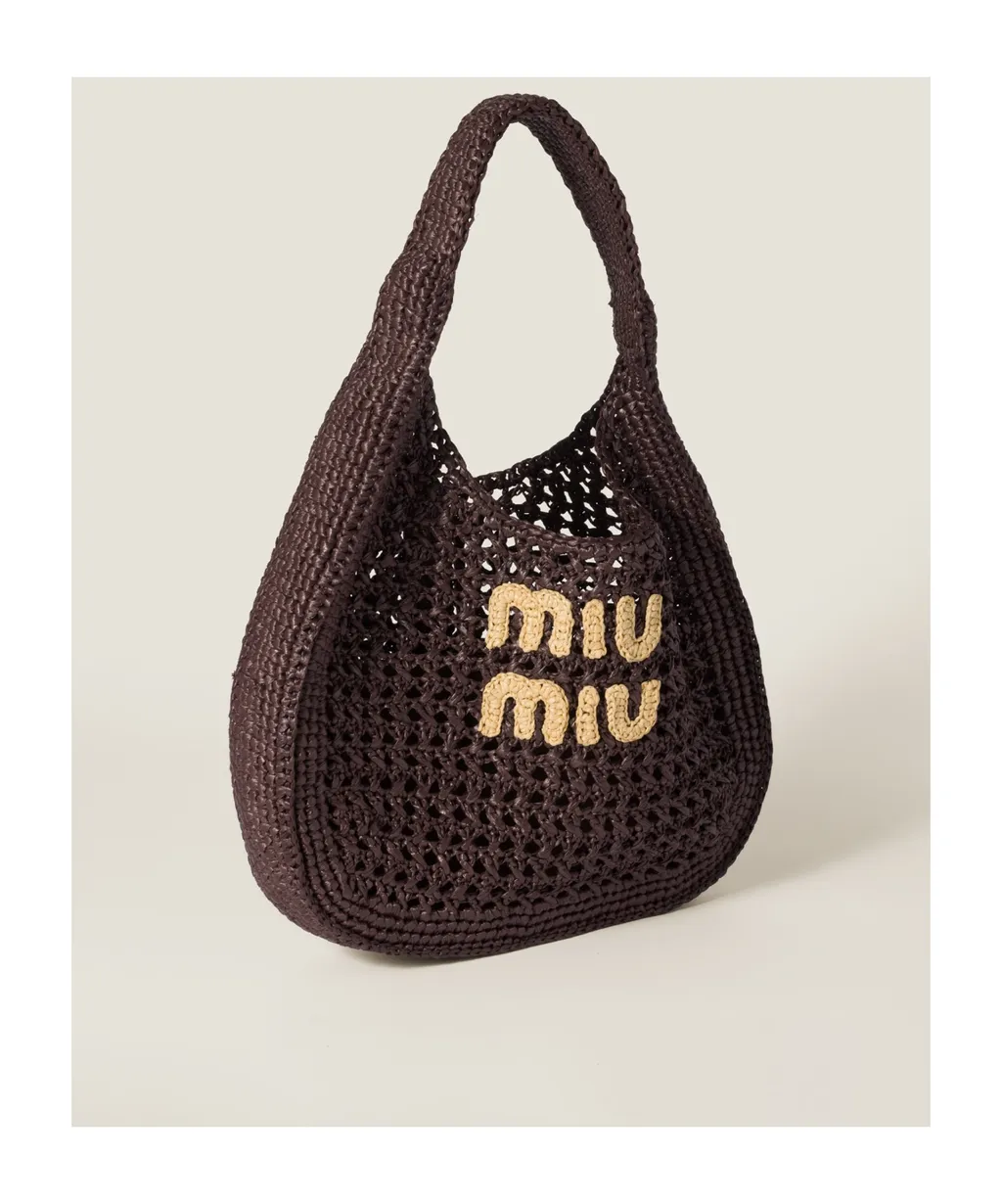 Raffia-Effect Woven Hobo Bag