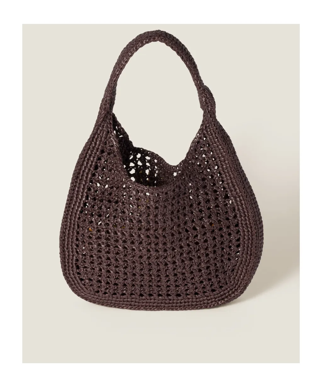 Raffia-Effect Woven Hobo Bag