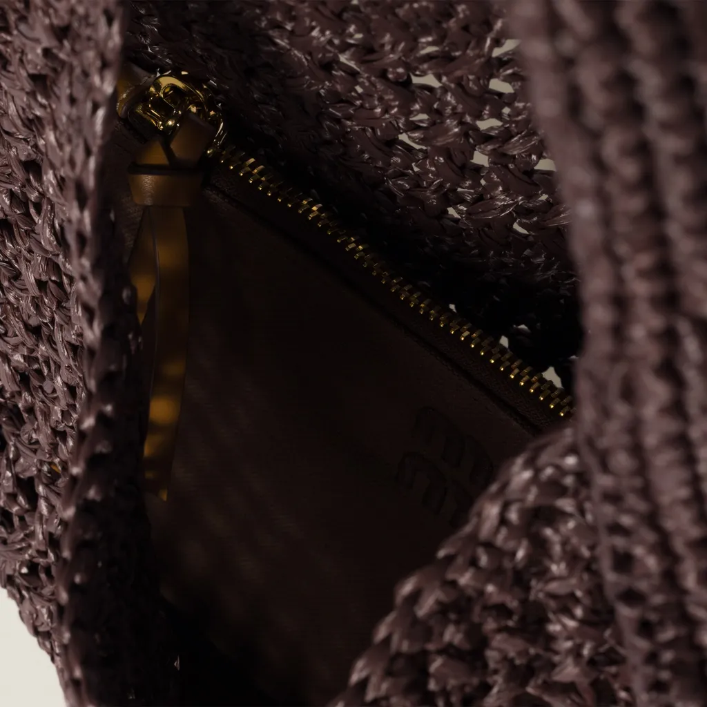 Raffia-Effect Woven Hobo Bag