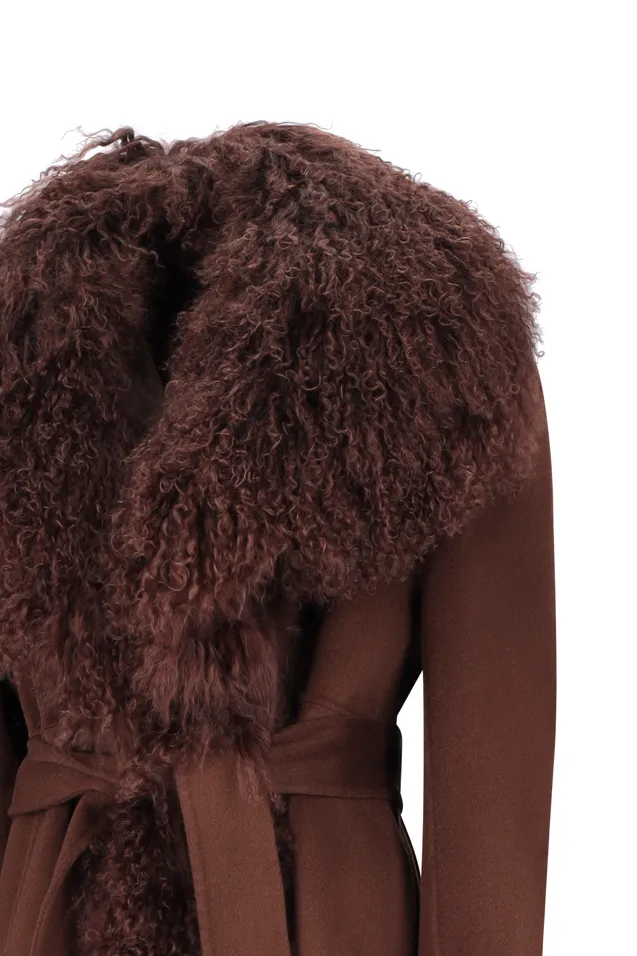 Faux-Fur Collar Belted Coat