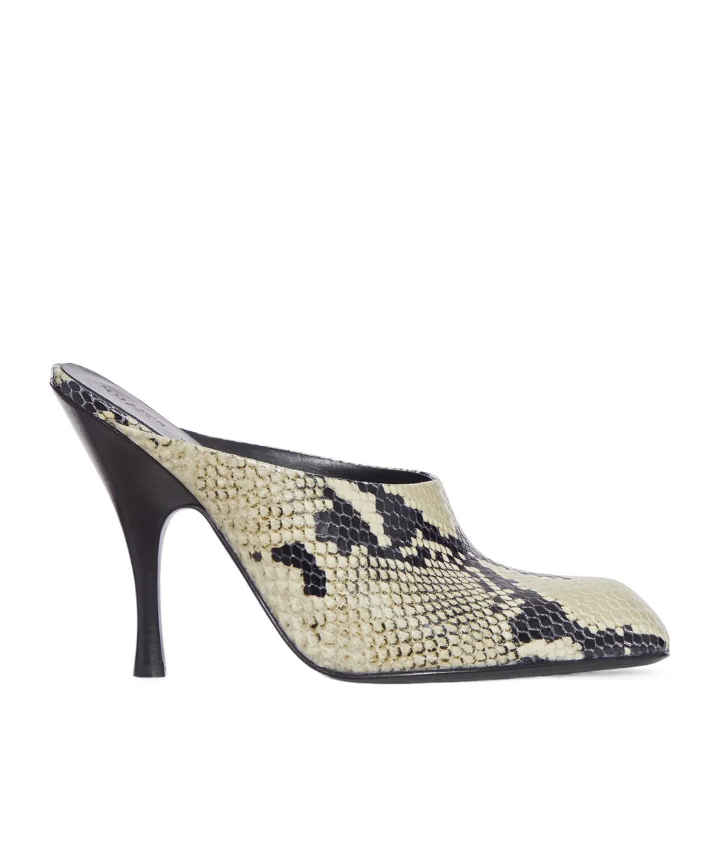 Snakeskin-Effect Heeled Mules