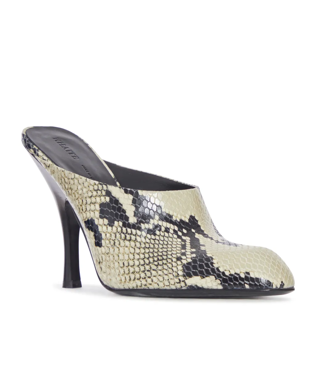 Snakeskin-Effect Heeled Mules