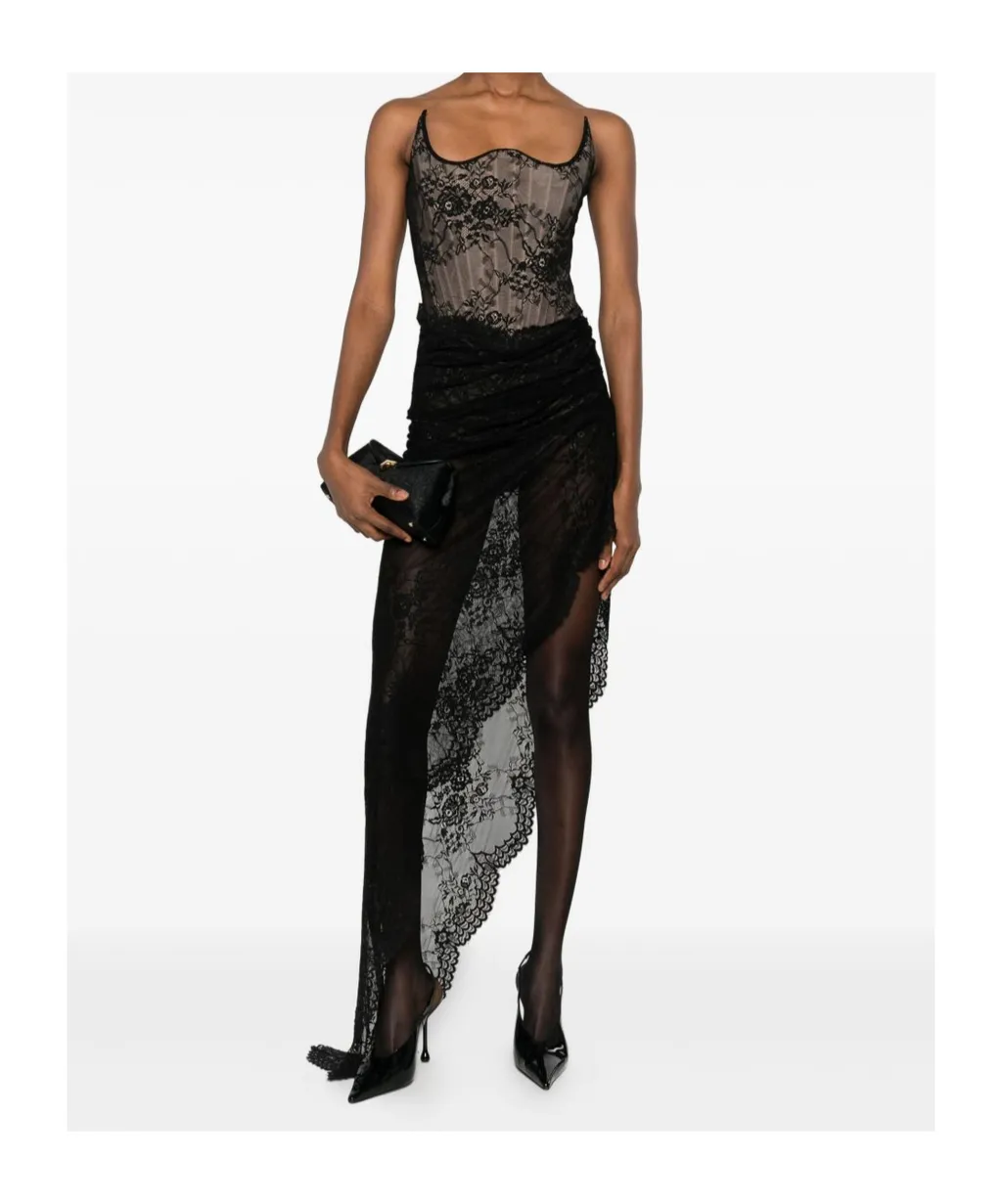 Giuseppe Di Morabito Lace Asymmetric Strapless Maxi Dress