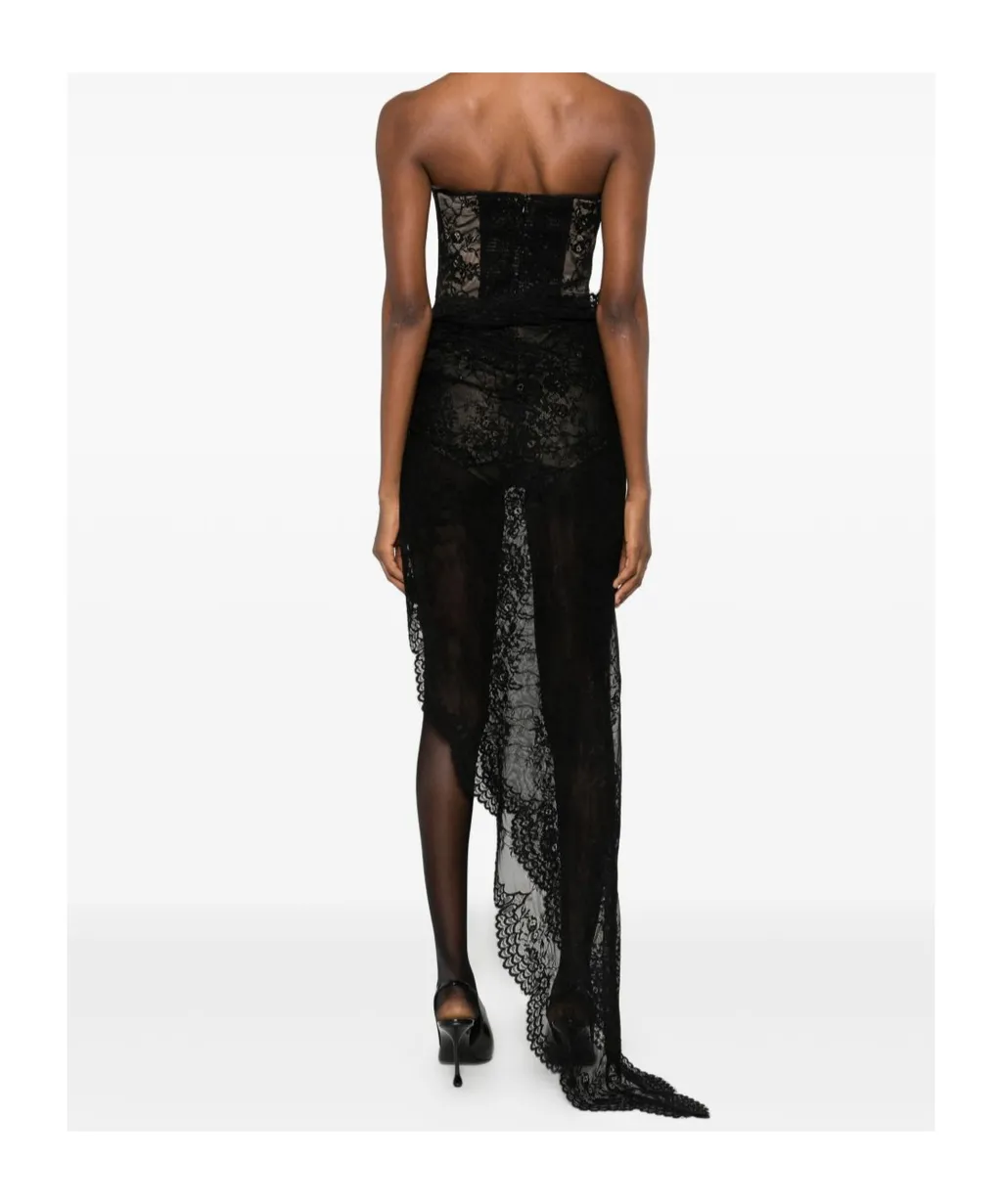 Giuseppe Di Morabito Lace Asymmetric Strapless Maxi Dress