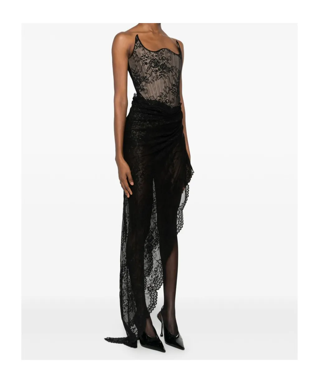 Giuseppe Di Morabito Lace Asymmetric Strapless Maxi Dress