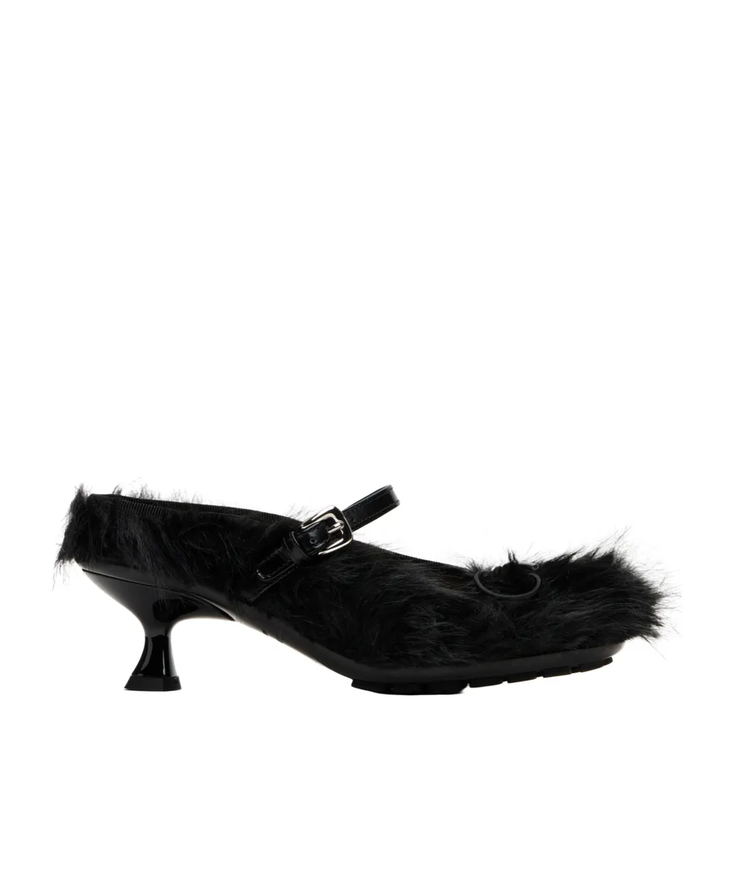 60Mm Fur-Trimmed Buckle Mules