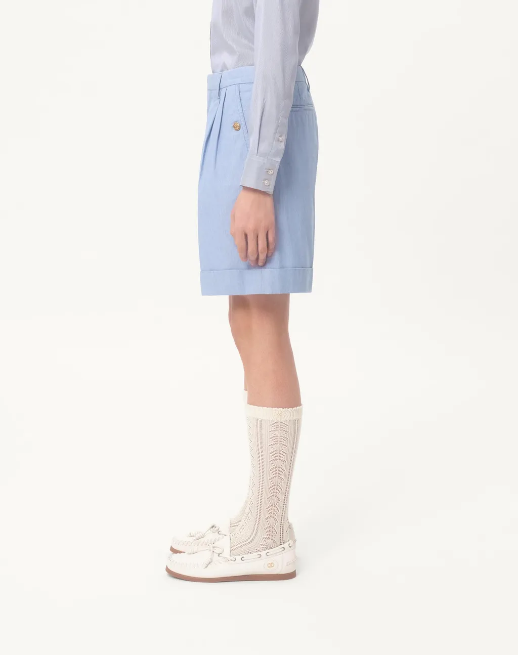 Cuffed Denim Bermuda Shorts