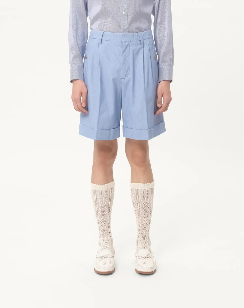 Cuffed Denim Bermuda Shorts
