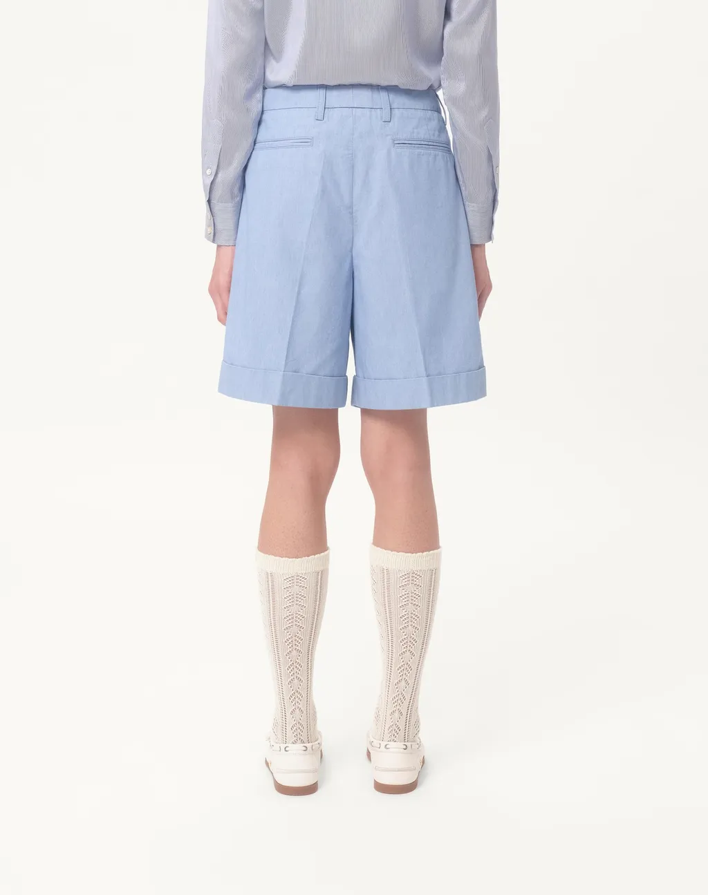 Cuffed Denim Bermuda Shorts