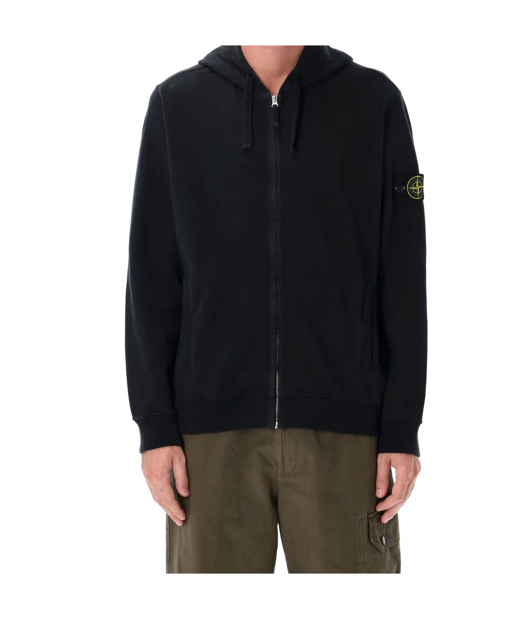 Stone Island Logo Patch Zip-Up Hoodie