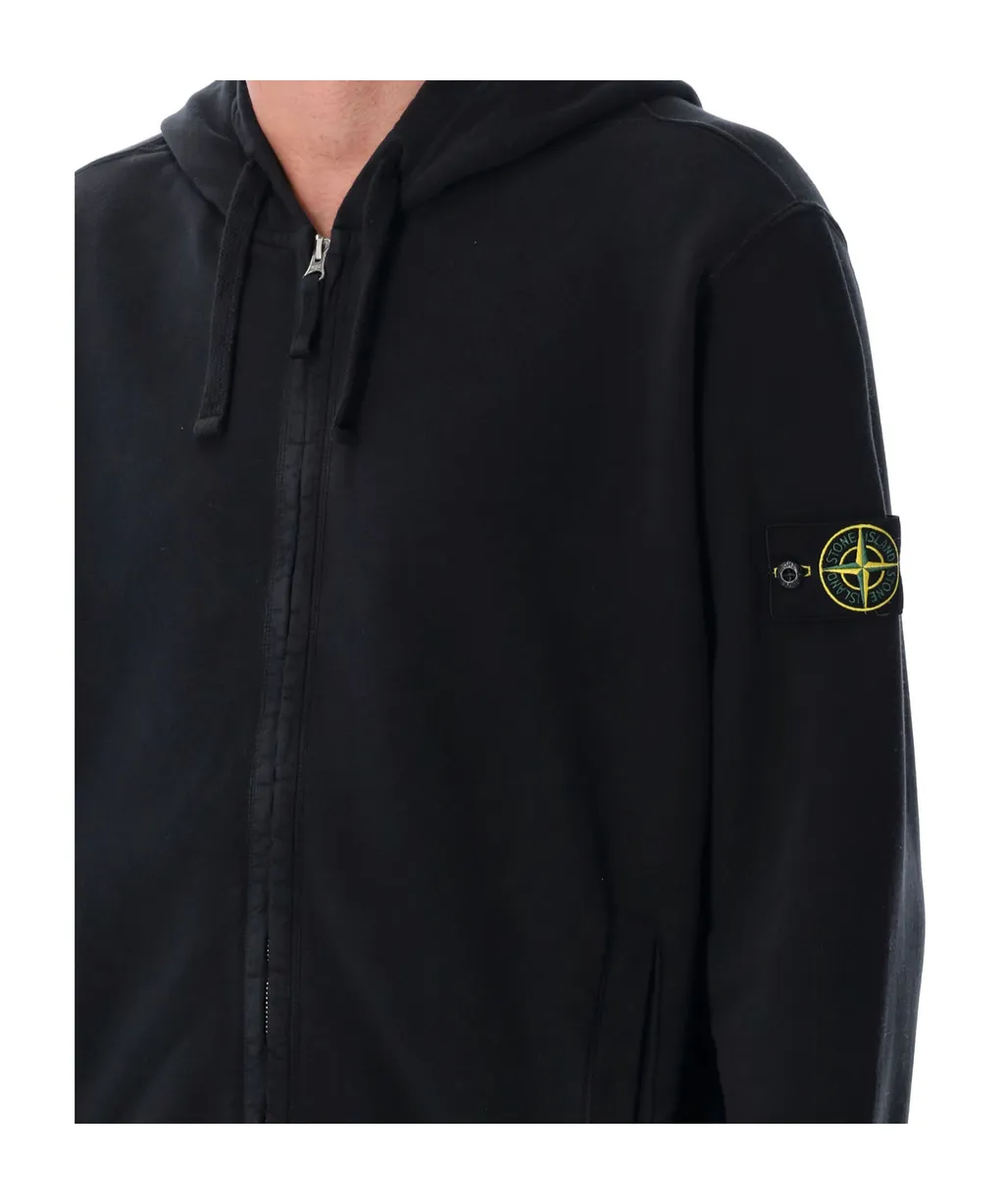 Stone Island Logo Patch Zip-Up Hoodie