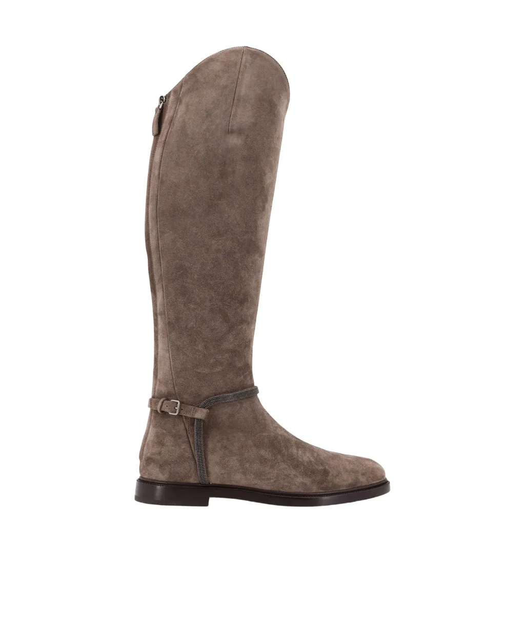 Suede Buckled Boots