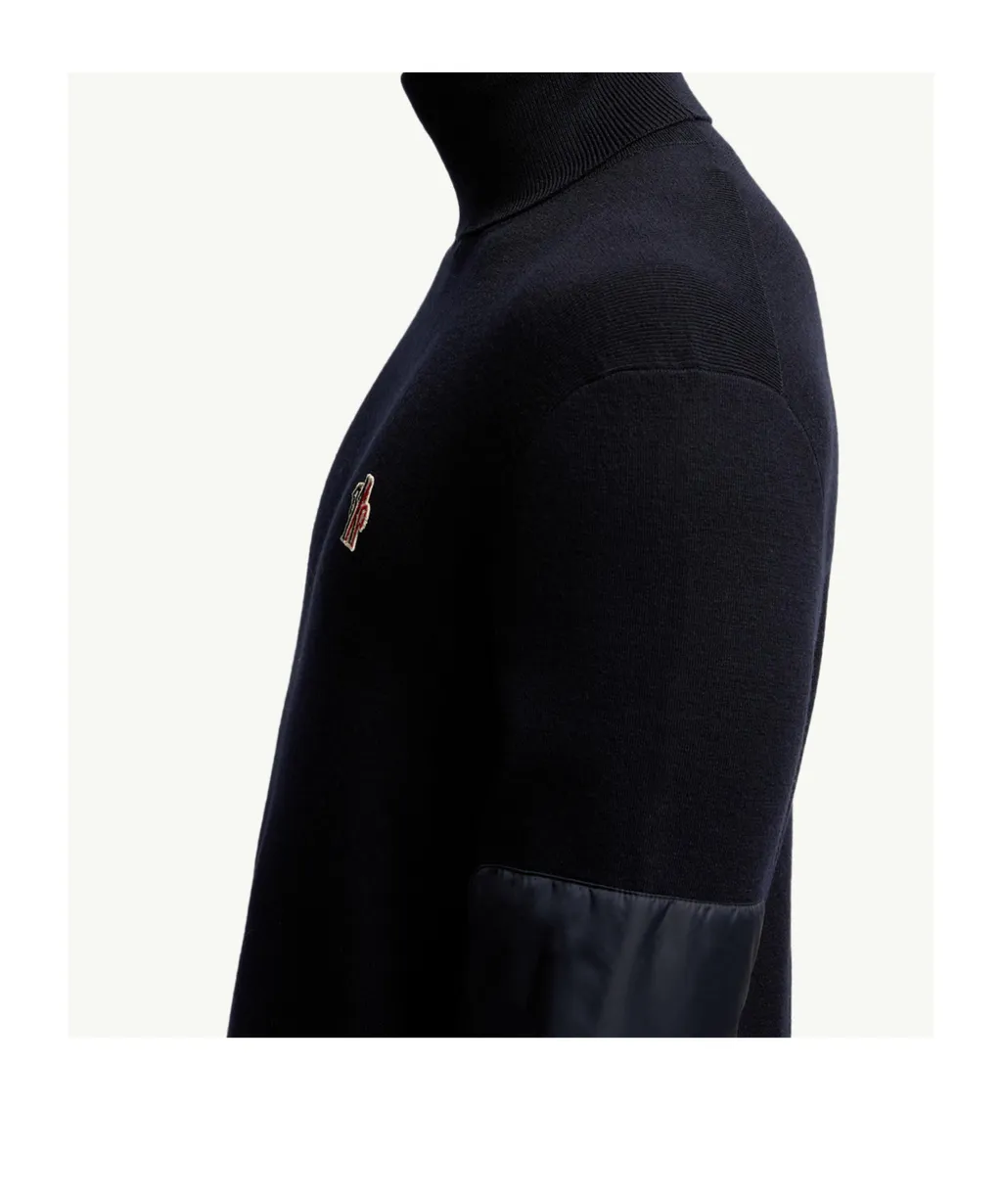 Moncler Grenoble Logo Embroidered Polo Neck Jumper