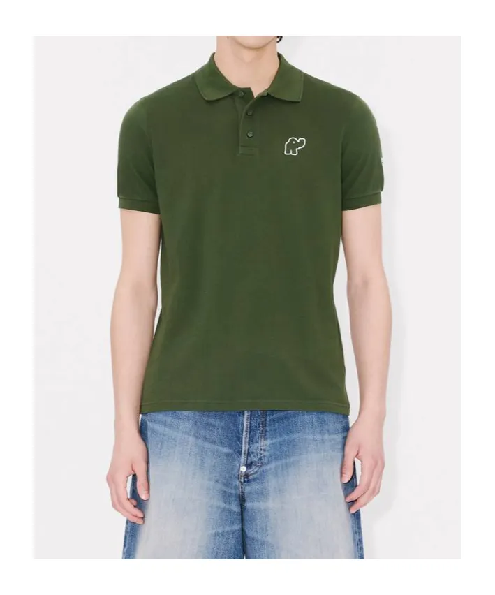 Embroidered Slim Polo In Cotton Kenzo Elephant Logo