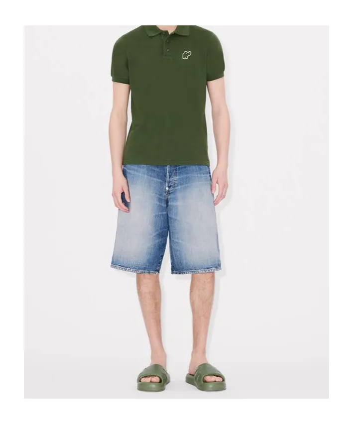 Embroidered Slim Polo In Cotton Kenzo Elephant Logo