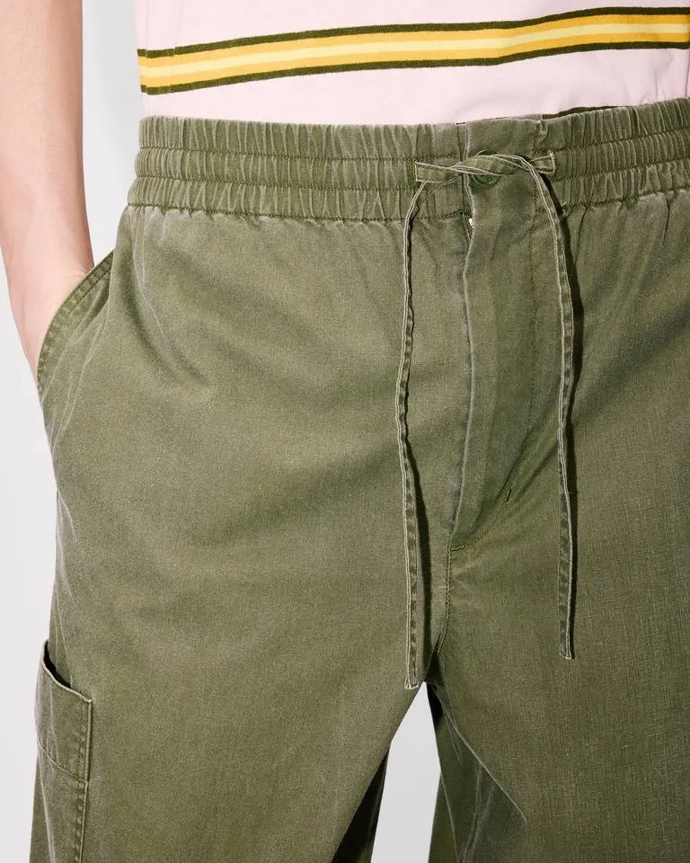 Embroidered Cargo Jogpants In Coated Cotton Kenzo Elephant Logo